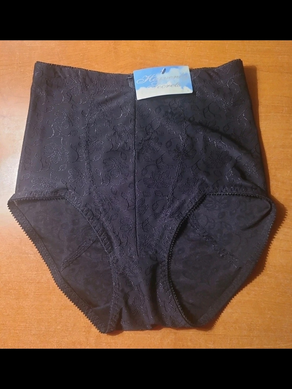 High-Waist Black Shaping Shorts  Floral Jacquard New VTG Heavenly Secrets Large